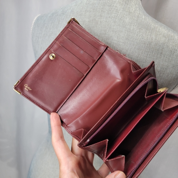 Rare Cartier Authentic Vintage Wallet Burgundy Brown Leather - Picture 5 of 15
